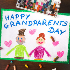 Obraz na płótnie Canvas Colorful drawing: grandparents day card 
