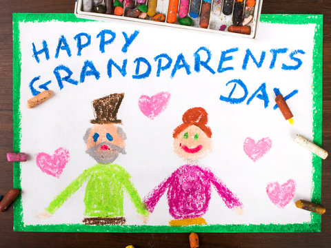 Colorful drawing: grandparents day card 
