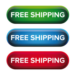 Free Shipping button vector