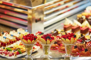 Aluminium Prints Dessert fruit desserts in French bakery
