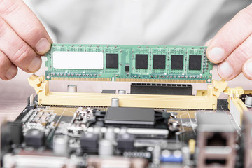 Computer memory installation. 