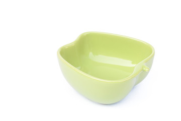 Green ceramic bowl isolated on white background