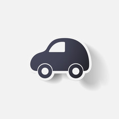 Paper clipped sticker: car