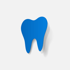 realistic paper sticker: tooth