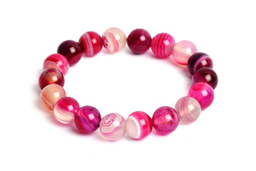 bracelet Pink Agate lucky stone for Protection and calmly with white isolate background