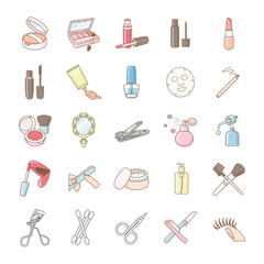 Beauty products color vector icons