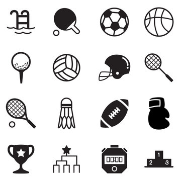 silhouette Basics Sports equipment Icons Vector symbol set