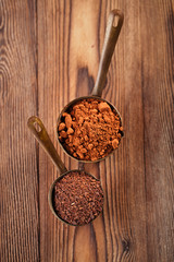 cocoa powder and grated chocolate