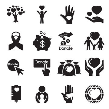 Donation & giving icons Set