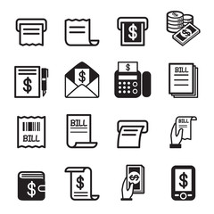 Bill , money , income icons set