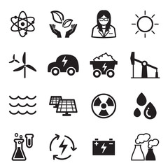 Green energy technology icons
