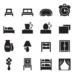Bedroom  & Accessories icons set