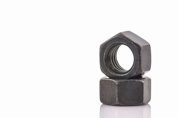 Close up metal nuts.