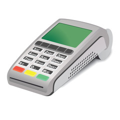 POS terminal on white background