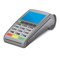 POS terminal on white background