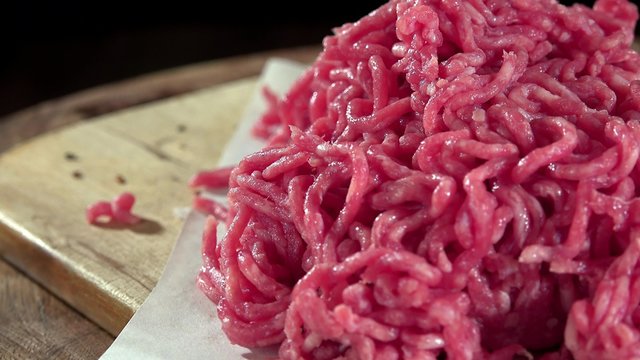 Minced rotating beed Meat (not seamless loopable 4K footage)