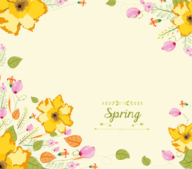 Floral background, spring theme, greeting card