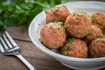 Fried meatballs on plate