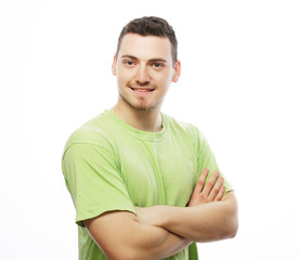 Fototapeta premium happy young man in green t-shirt