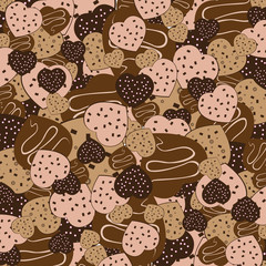 Valentine's Day on colorful Heart chocolate party background. Vector colorful Heart chocolate Background.