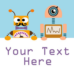 Robots holding blank paper