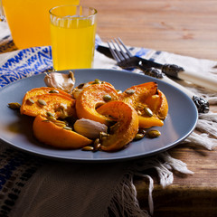 Slices of roasted pumpkin
