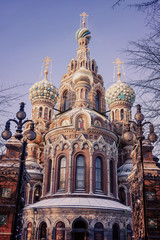 Fototapeta premium Church of the Saviour on Spilled Blood in St. Petersburg in wint