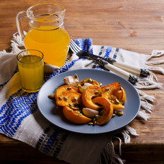 Slices of roasted pumpkin
