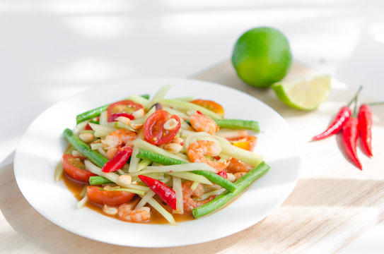Famous papaya salad in Asia. Especially in Thailand, it's called