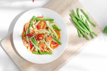 Famous papaya salad in Asia. Especially in Thailand, it's called