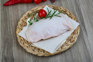 Raw duck breast