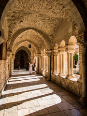 Fototapeta premium BETHLEHEM, ISRAEL - JULY 12, 2015: The gothic corridor of atrium