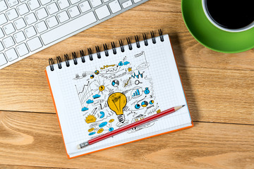 Business workplace with stuff