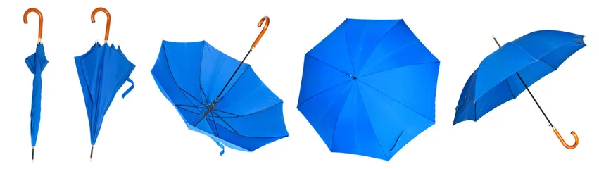 Fotobehang Set blue umbrella stick on a white background © toomler