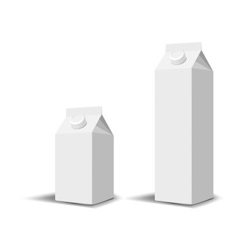 Set of 2 blank milk or juice carton boxes