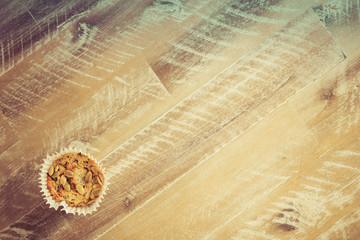 Fototapeta na wymiar Savoury Blue Cheese Cupcake on wooden background