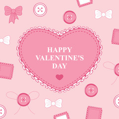 Valentines card with heart lace on decorative pink background