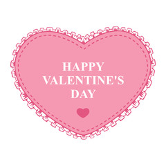 Valentines card with pink decorative heart lace