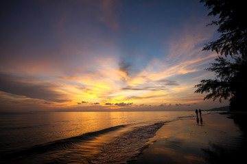 beautiful sun set on a beach in Thailand