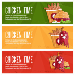 chicken time fast food vector banners