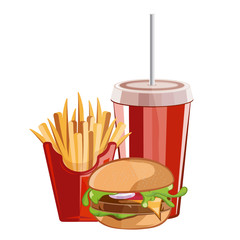 fast food vector illustration with burger,fries and cola