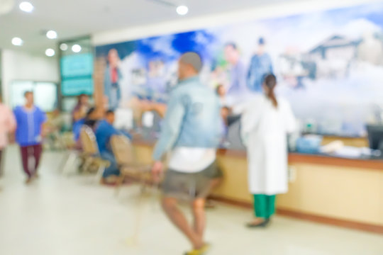 Blurred image of patient sitting waiting for doctor in hospital