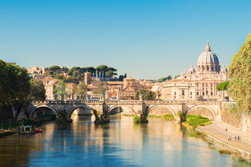 Fototapeta na wymiar St. Peter's cathedral over bridge 