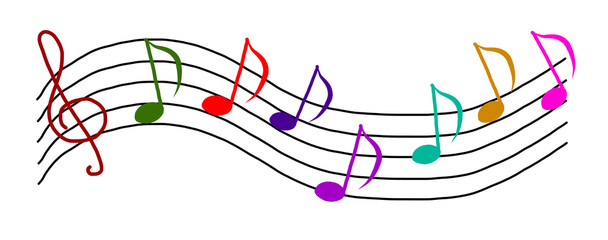 Set of notes with treble clef