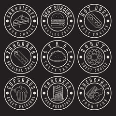 set of vintage grunge labels of food
