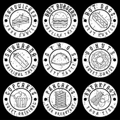 set of vintage grunge labels of food