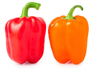 Orange paprika pepper isolated on a white background