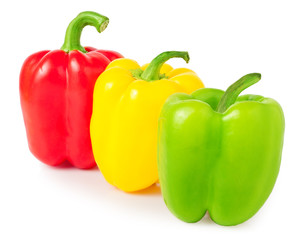 red, green and yellow peppers