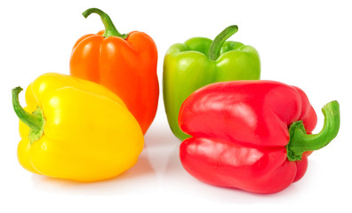 Colored paprika pepper isolated on a white background