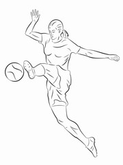 Fototapeta na wymiar soccer woman player,vector illustration